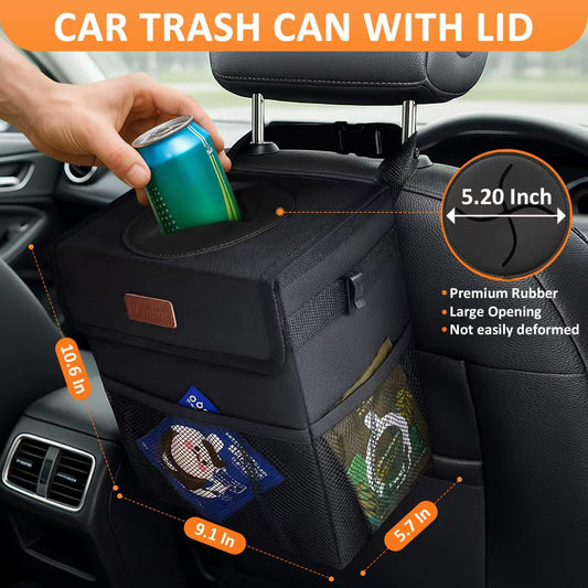 Vankor Hanging Car Trash Bin for Back Seat – Black