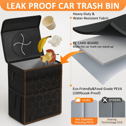 Vankor Hanging Car Trash Bin for Back Seat – Black