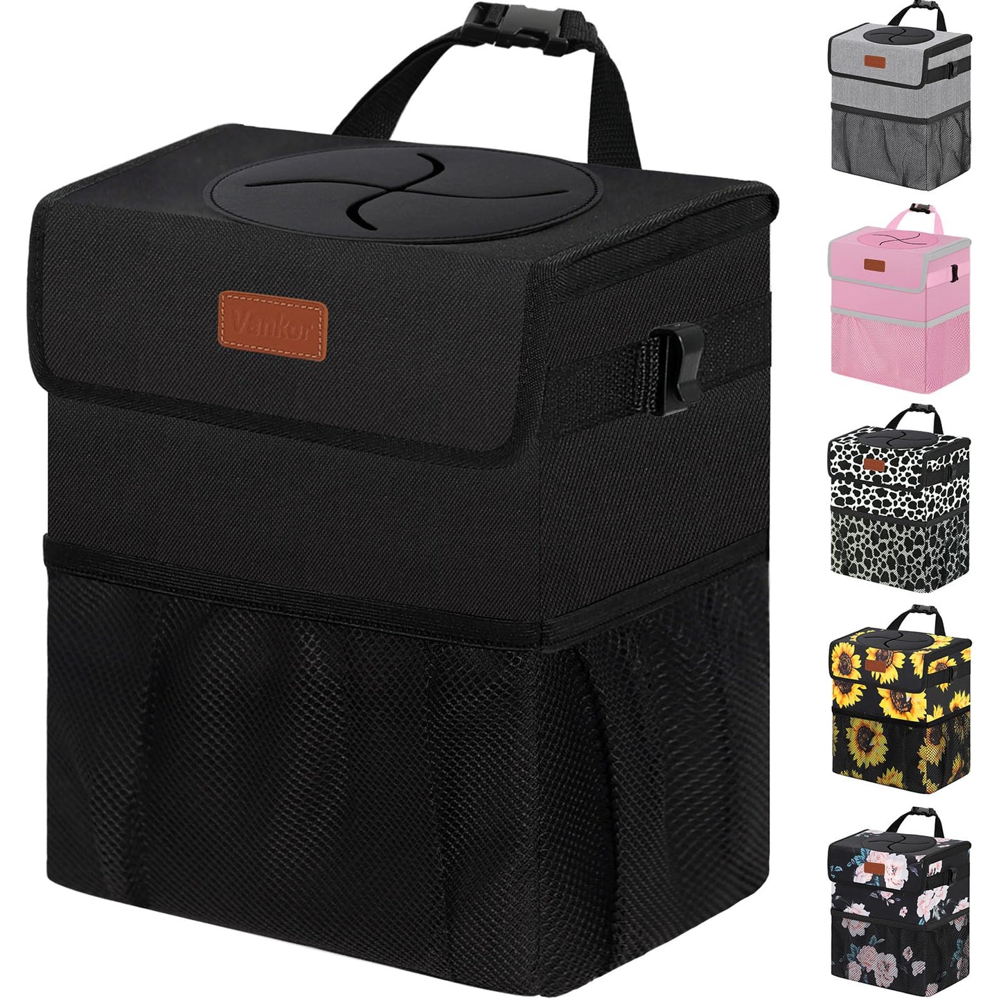Vankor Hanging Car Trash Bin for Back Seat – Black