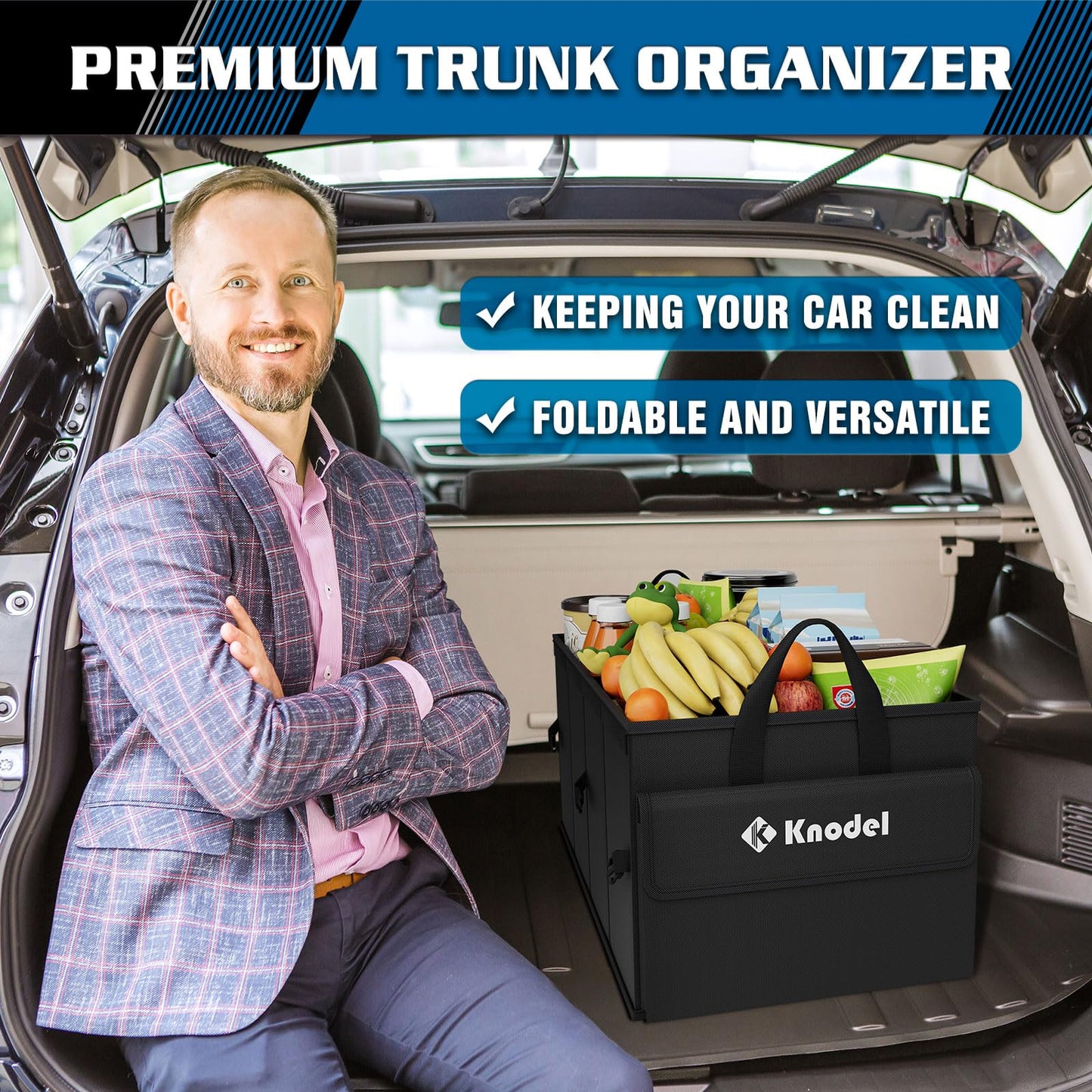 K KNODEL Foldable SUV Trunk Organizer with Lid